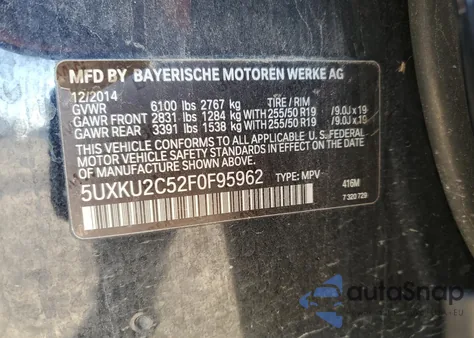 2015 BMW X6 xDrive35I from USA, damaged, VIN 5UXKU2C52F0F95962